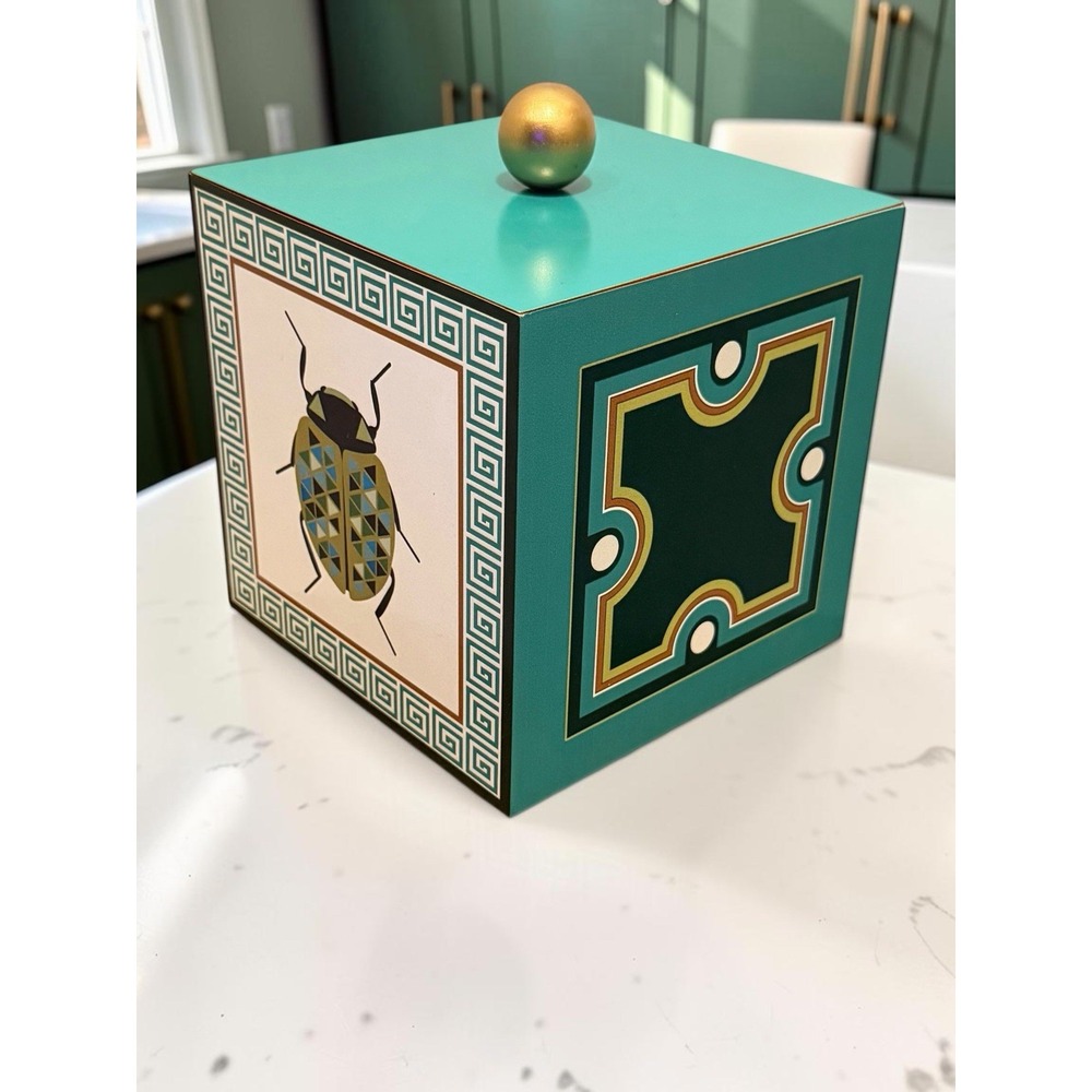 Jonathan Adler x Michaels 7" Green Greek Key & Geometric Beetle Tabletop Box